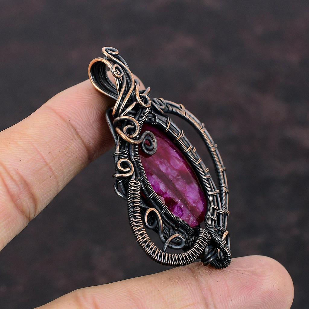 Faceted Kashmir Ruby Pendant Copper Wire Wrapped Pendant Handmade Pendant Copper Jewelry Pendant For Women Gemstone Pendant Engagement Gift