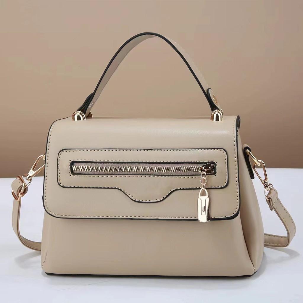 Trendy Modern Patchwork Zipper Handbag Spacious Pu Sling Bag For Women In Various Colors