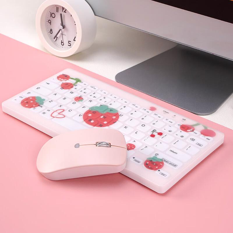Double Shell C78 Tri-Mode Silent Waterproof Keyboard & Mouse Set - Strawberry
