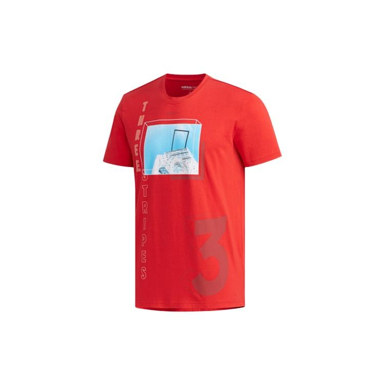 adidas neo M Cs Ris Tee Sports Short Sleeve Red Men s EJ7068 L