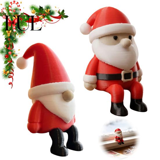Holiday Shelf Sitter 3D Printed Santa Claus Figurine, Christmas Decoration, Party Supplies Small Gnome Statue for Desktop Home Decor Seasonal