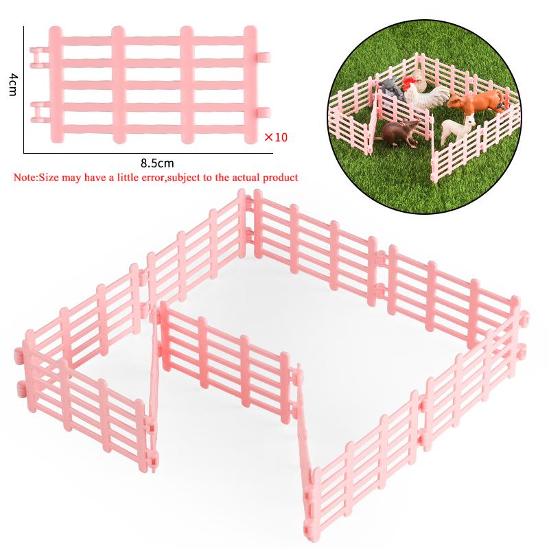 Oenux Simulation Farm Fence Scene Toy Trees House Farmer Unicorn Animals Model Miniature Craft Home Decoration Cute Kids Gift