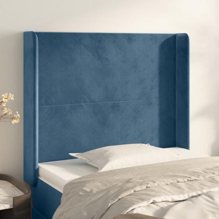 VidaXL Headboard with Ears Dark Blue 83x16x118-128 Cm Velvet3119334