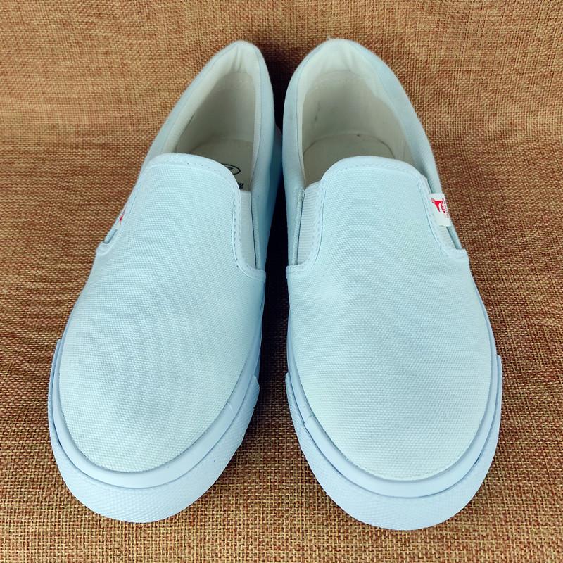 Non-Slip Blue Canvas Shoes for Clean Rooms - Large Size, Elastic Band for Men and Women