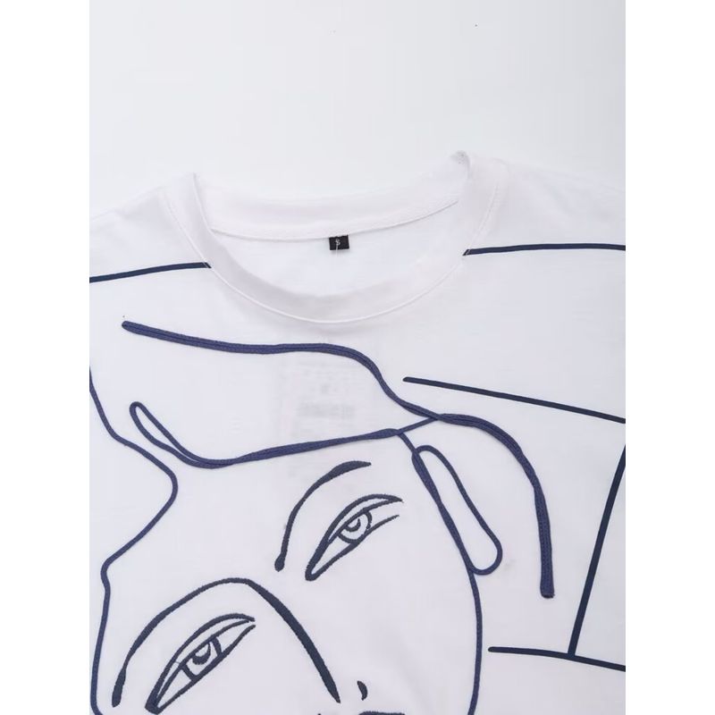 Kaslead New Arrival Women's Fashion Style Fashion Casual Minimalist Easiest for Match Printing Color Contrast T-shirt 1165236