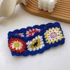 Crochet Colorful Bandana Knitted Hair Kerchief Tie Back for Head Wrap Color Matching Pastoral Turban for Girls Photo Pro
