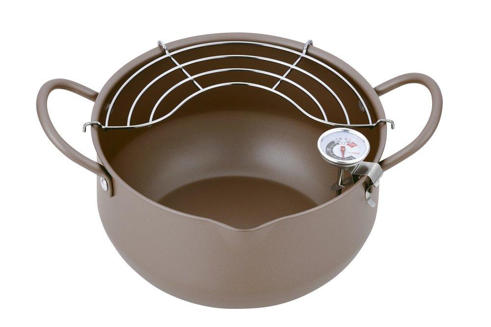 Hirosho Deep Fryer with Silicone Baked Finish Thermometer, "Kiwameage" 20cm,