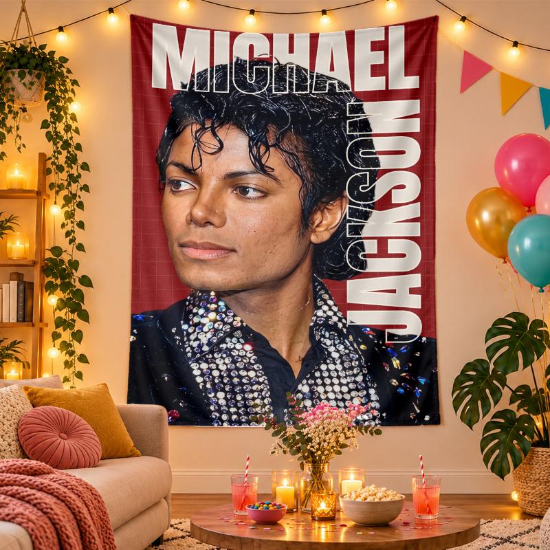 Polyester Wall Tapestry with Michael Jackson Design, Decorative Hanging for Bedroom Living Room Dorm