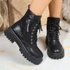 Martin Boots Women's New Autumn and Winter British Style Short Boots Women's Platform Locomotive Boots Large Size Lace-up Boots