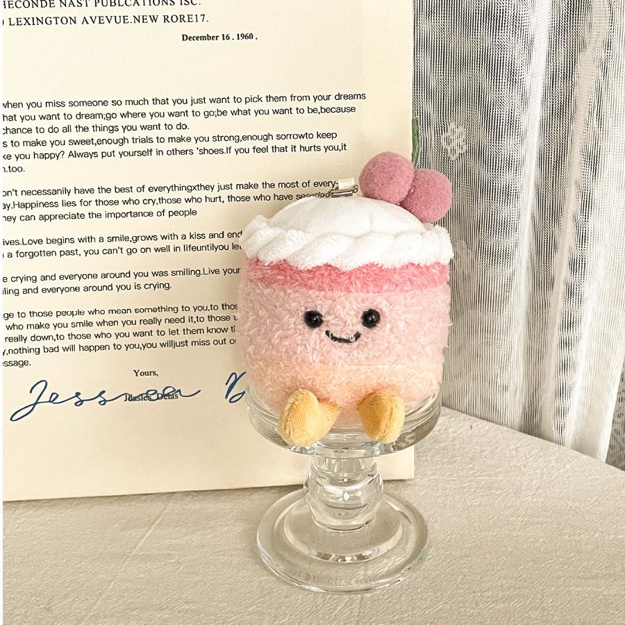 

Gradient Cherry Jellycat Cake Plush Doll With Short Fur For Festive Decoration