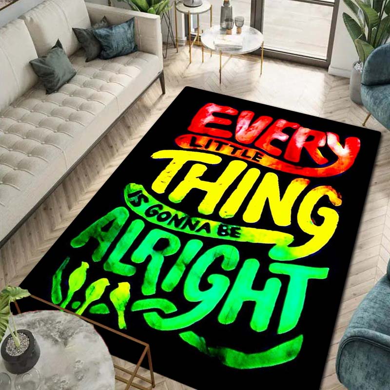 Bob Marley Music Print Flannel Area Rug Non‑Slip Floor Mat For Couch Bedroom Game Room Living Room Home Holiday Decor Gift
