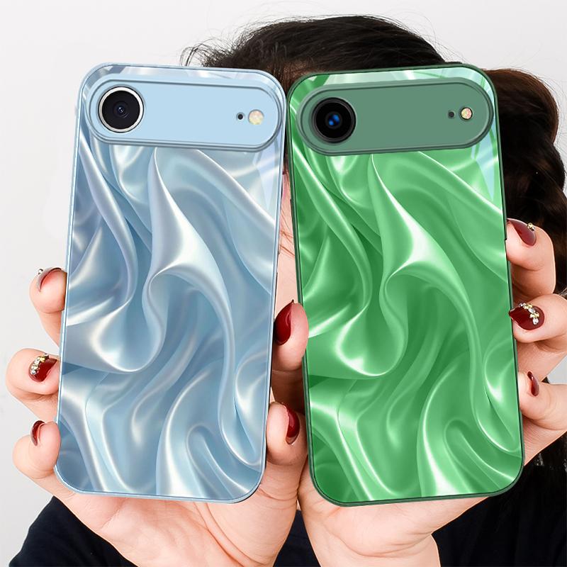 The golden silk of waves For iPhone 17 Air 16 E 15 14 13 Plus 12 mini 17 Pro Max 11Pro XR X 16E 7 8 11 Tempered Glass Phone Case