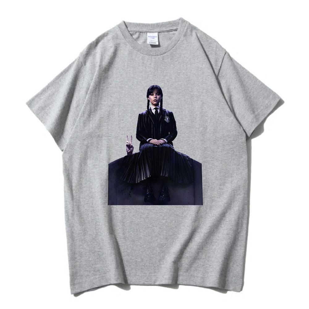 Wednesday Season 2 T-shirt Addams Graphic Printing Tshirts Short Sleeve Cotton Casual Tee-shirt O-neck Film Fashion T Shirt Mens