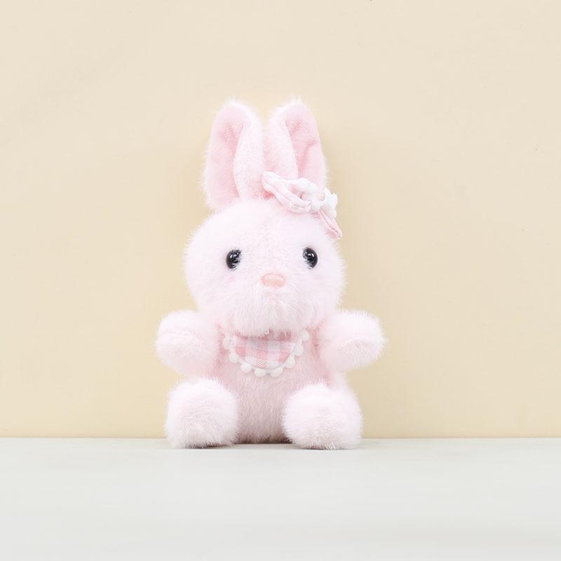 Wearing Rabbit Bow Plush Pendant Cartoon Toy Doll Bag Keychain Pp Cotton Filling