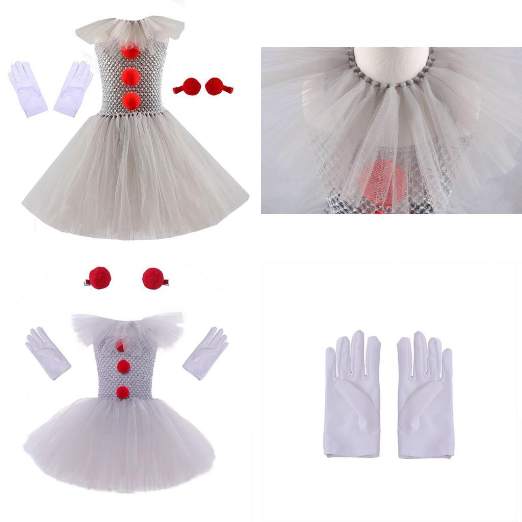 Sparkling Princess Clown Dress Set For Children's Halloween Show