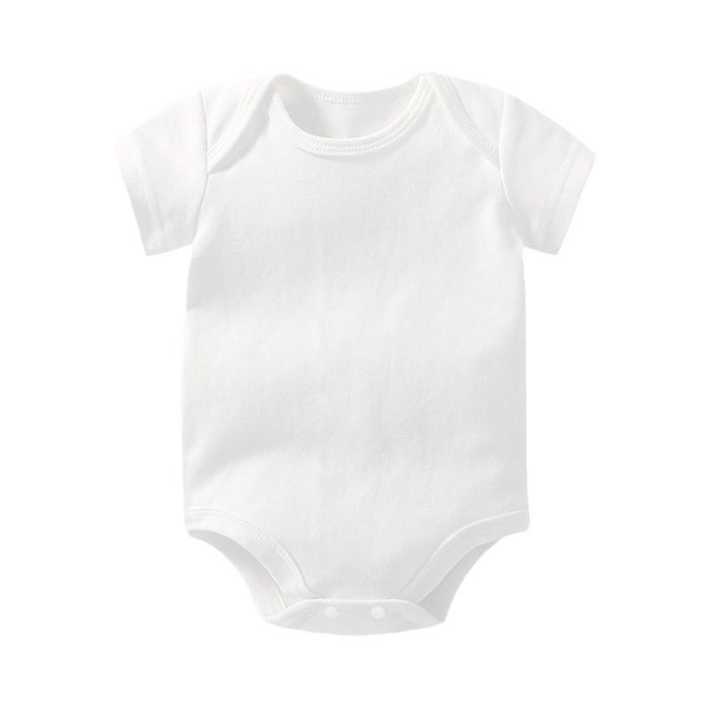 Einfarbiger Baby-Kurzarm-Strampler aus weichem Baumwollstoff für Kleinkinder zum Spielen
