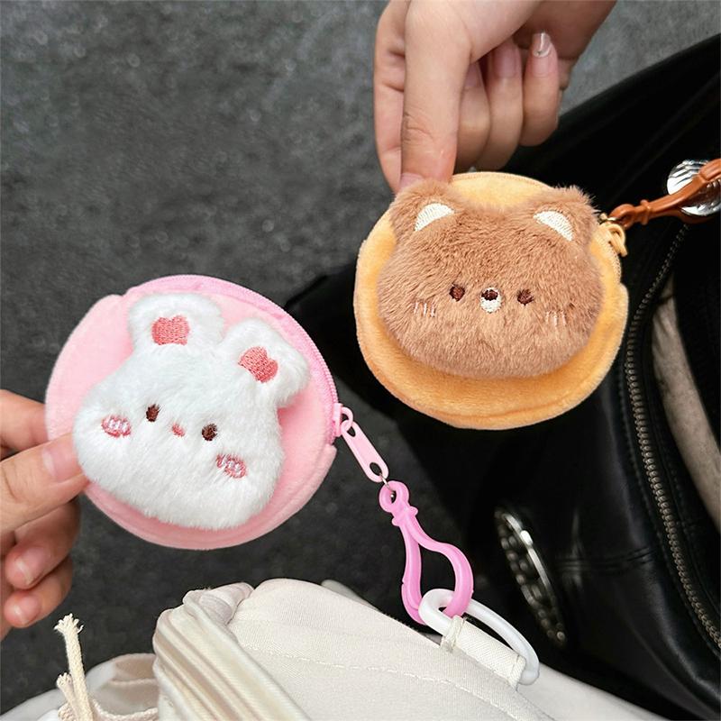 Cartoon Rabbit Bear Chicken Frog Plush Coin Purse Pouch Animal Wallet Children Zipper Coin Bag  Earphone Storage Bag