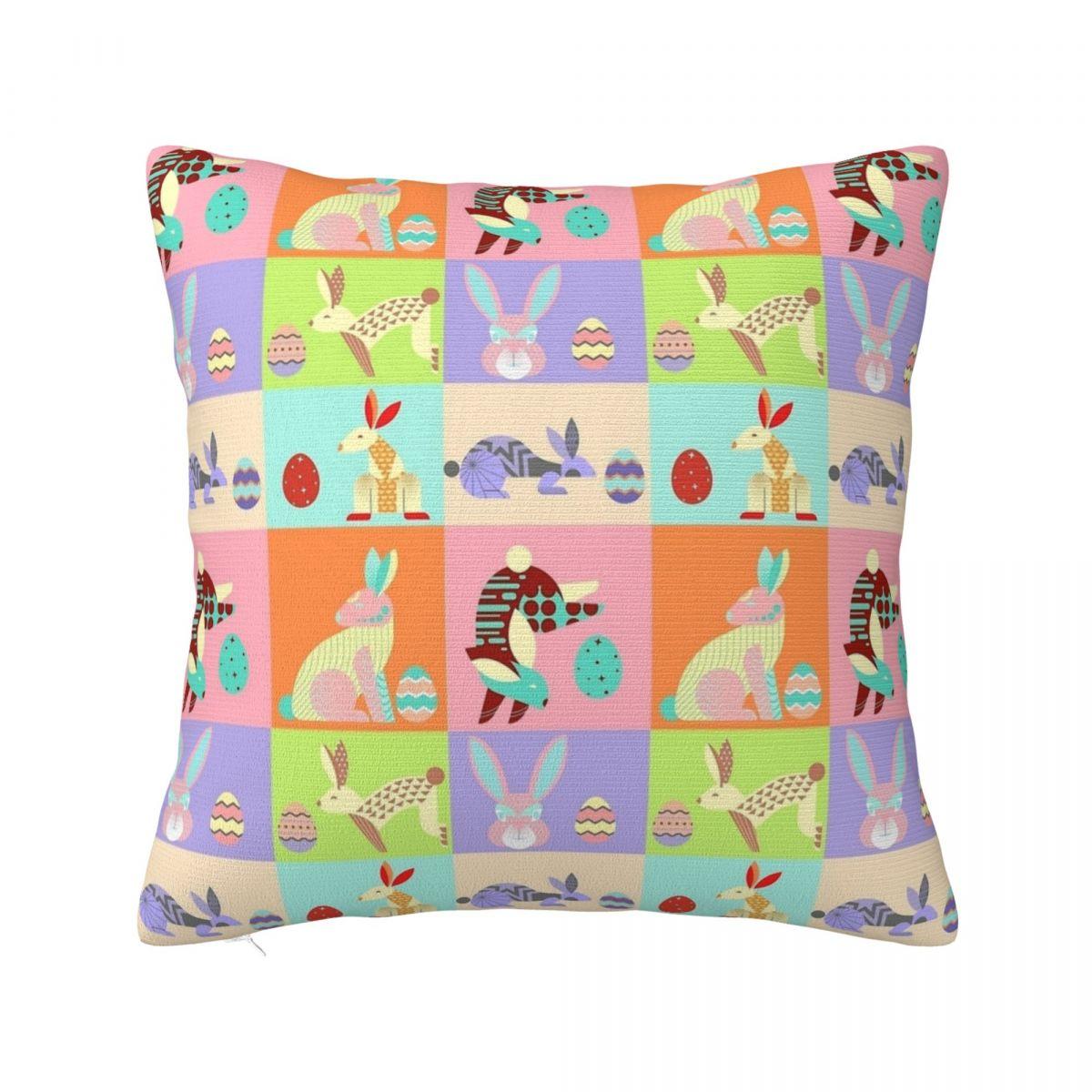 Пасхальное Яйцо Кролик Зайчик Наволочка Милая Наволочка Модная Декоративная Наволочка для Дома 40x40см 12x12Inch