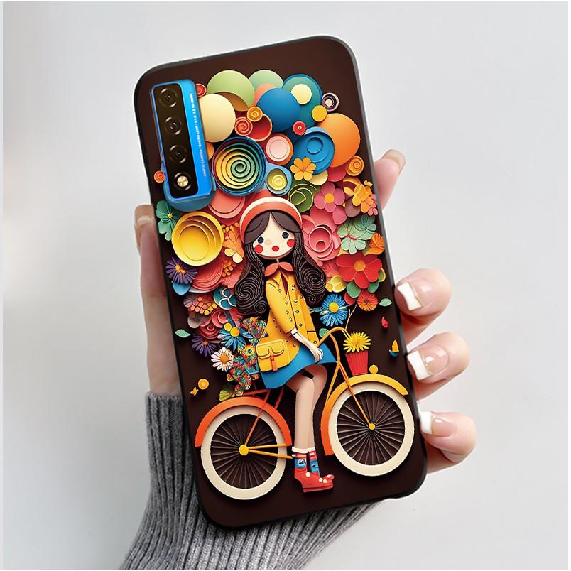 New Casing For TCL 20 5G 20S 20L 20L+ Flower Pattern Shockproof Cover For TCL 20 SE Fashion Cartoon Design Soft Black Case