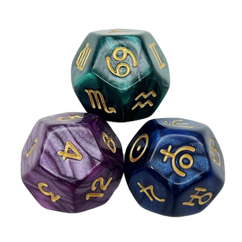 3Pcs/set Astrological Dices 12 Sided Polyhedral Astrology Tarot Divination Dices Set