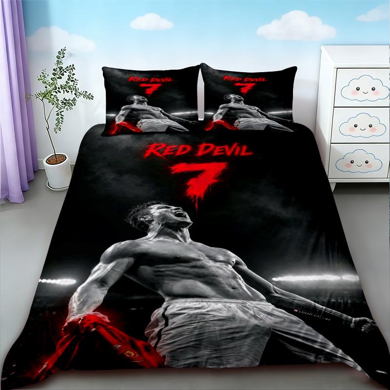 Tiener CR7 Dekbedovertrek Voetbal Cristiano Ronaldo Beddengoed Set voor Comfortabele en Ademende Slaapkamer Decoratie Cadeaus