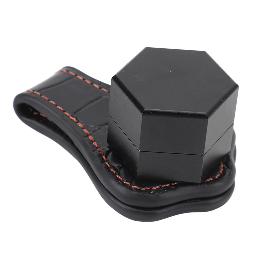 Billiard Chalk Holder Aluminum Alloy Magnetic Hexagonal Portable Pool Cue Chalk Box with Leather Cli