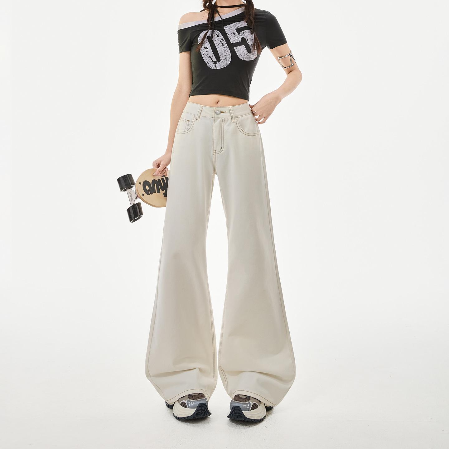 

Korean Style High-Waisted Flare Jeans for Women – Spring Slimming Loose Wide-Leg Pants Medium