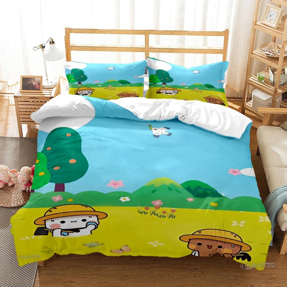 Roztomilý Bubu Dudu Kreslený Medvídek Panda Povlak na přikrývku Kawaii Soupravy povlečení Měkké povlaky na přikrývku a povlaky na polštáře Single/Double/Queen/King Boys