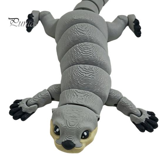 Child-friendly Desk Toy 3D Printed Articulated Otter for Kids, Flexible Fidget Figure, Cute Figurine Movable Animal Sensory Stress Relief Office Decor
