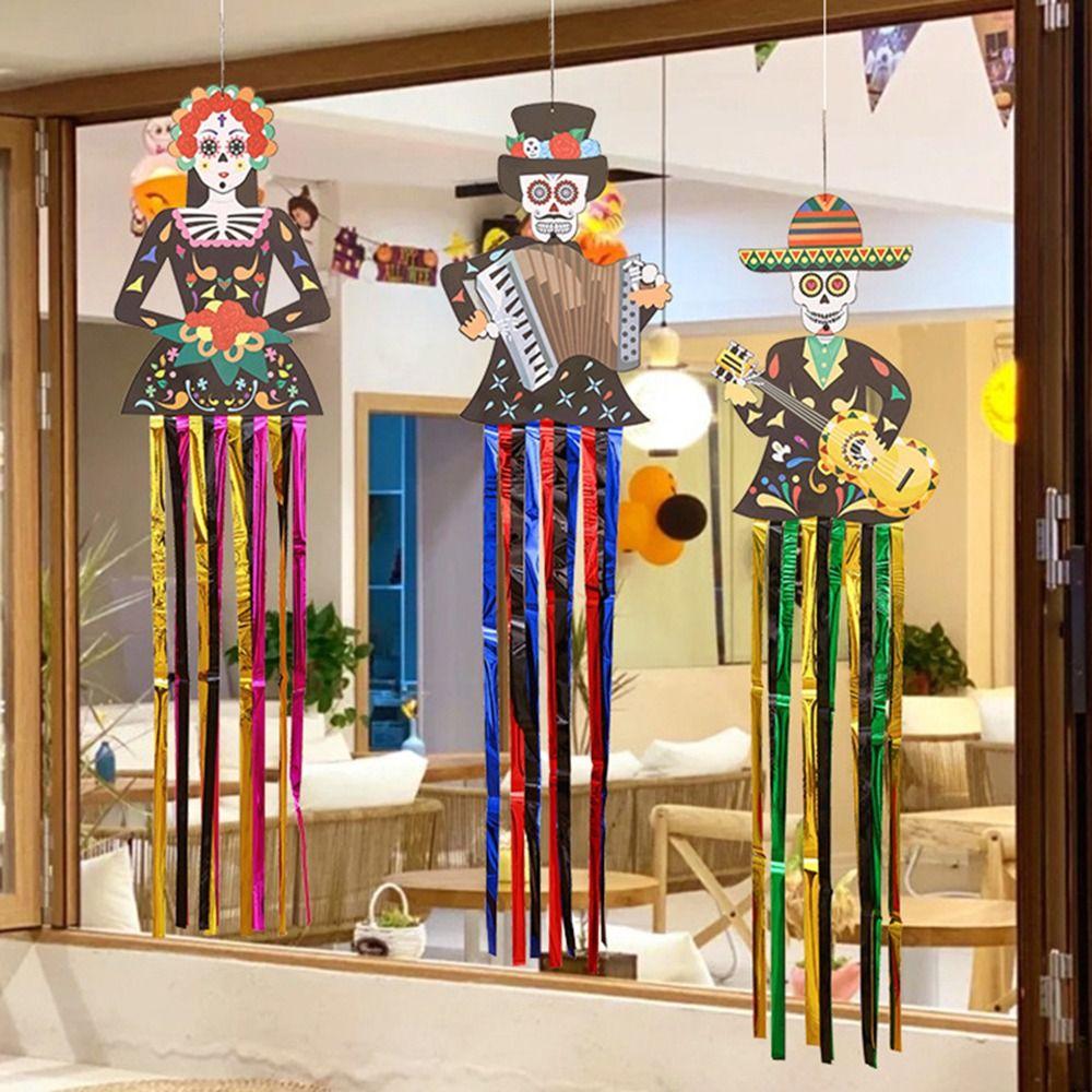 Bride Groom Skeleton Ghost Couple Hanging Flag Door Hanging Porch Halloween Outdoor Decoration Scary Paper
