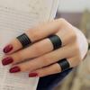 Women Jewelry Stack Open Band Above Ring Set Midi Knuckle Ring Black
