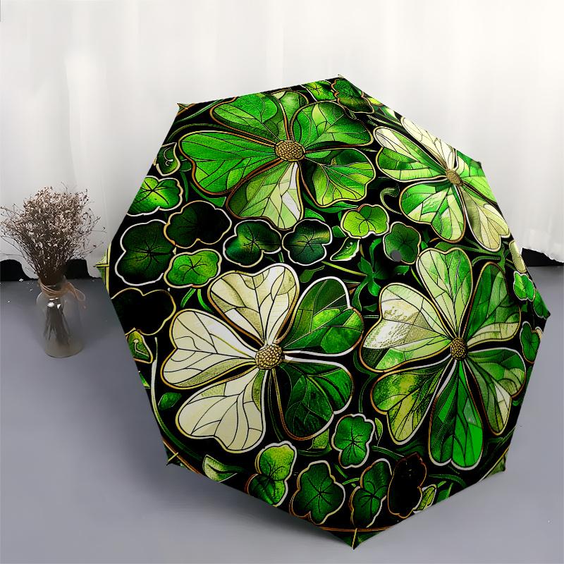 Stained Cute Shamrock Window Decal - Irish Clover Decoration for Home & Office (Large) Umbrella - Cute Umbrella with Cute Desi