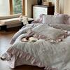 Cotton Bedding Four-piece Rose Printing Skin-friendly Breathable Comfortable Quilt Cover Bed Sheet Pillowcase Kit
