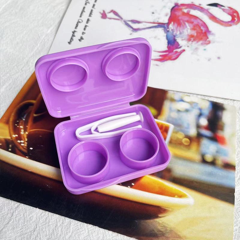 Screw-Free Cap Colored Contact Lens Case - Press-Type Double Case, Cute Ins Girly Design.
