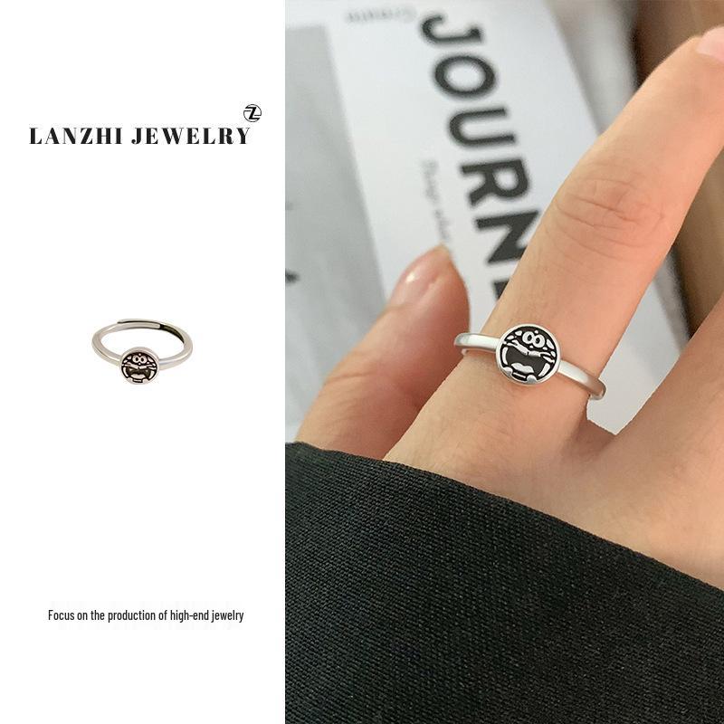 

Кольцо открытое Doraemon из тайского серебра 925 пробы - Женский нишевый мультяшный дизайн, Эффектное украшение на указательный палец Adjustable Open