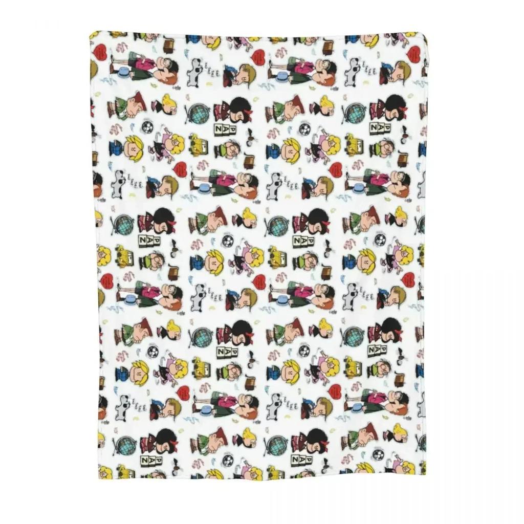 Mafalda And Her Characters Blanket Fleece Textile Decor Portable Super Warm Throw Blankets for Home Outdoor Bedding Throws