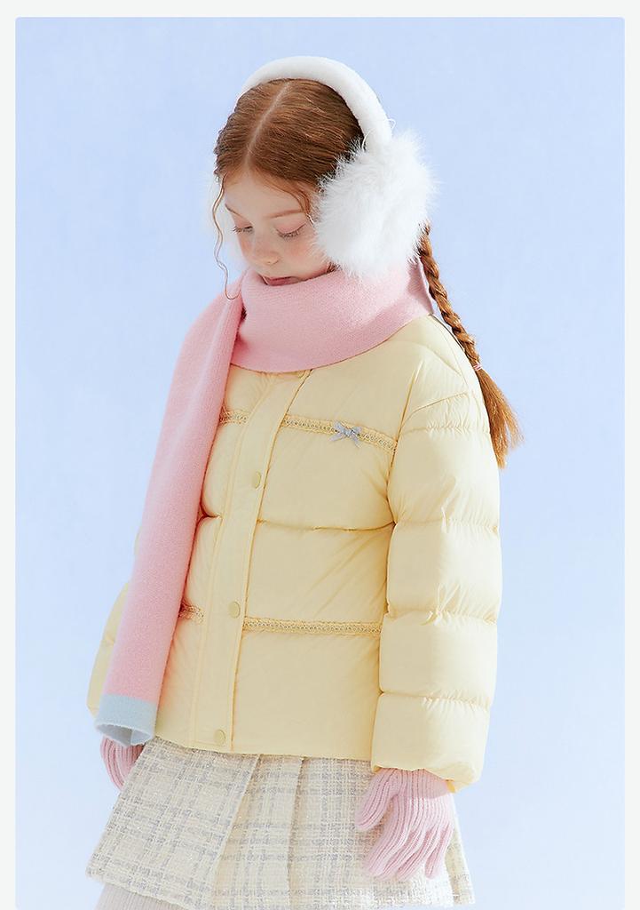 Girls' Warm Stand-Up Collar Short Down Jacket