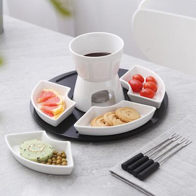 Ensemble de chauffe-beurre pour fondue au chocolat en céramique Bol à fondue pour fromage caramel haute température