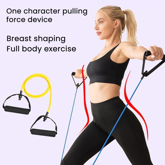 Fitness Resistance Band with Anti-slip Handle Portable Men Women Arm Shoulder Stretch Strength Training Leg Toning Exercise