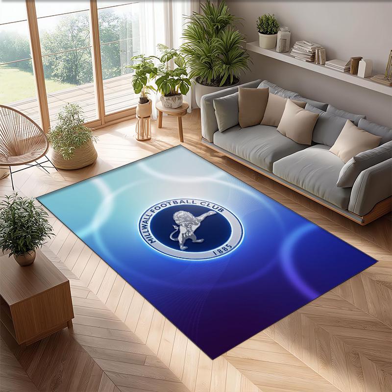 Millwall Football Print Crystal Velvet Rug, Comfortable Water Absorbent Non Slip Indoor Floor Carpet