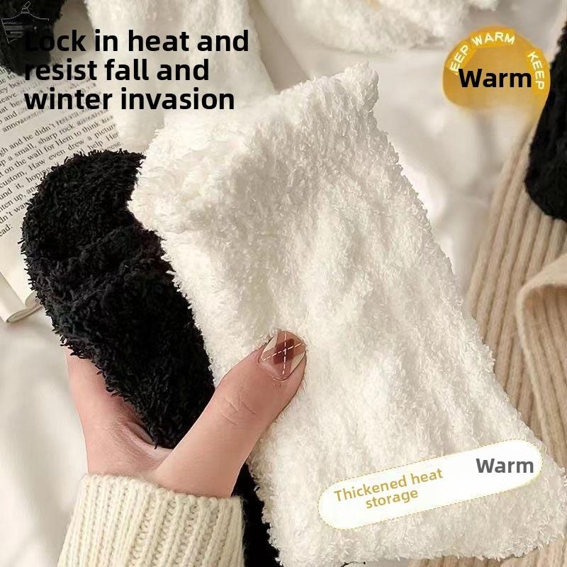 5 Pairs of Women's Winter Velvet and Thick Twist Solid Color Floor Socks