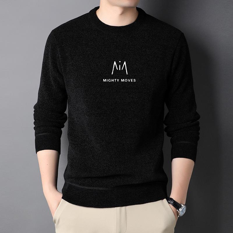 

Новый зимний бархатный утолщенный круглый свитер для мужчин M Label Chenille теплая трикотажная футболка с длинными рукавами для мужчин XXXXL