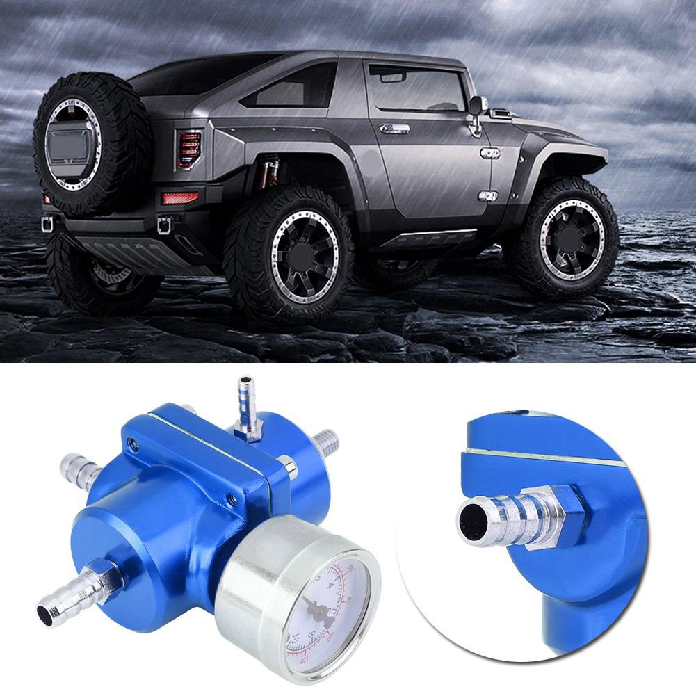 Universal Aluminum Fuel Pressure Regulator Gauge & Hose Kit 0 140 PSI Adjustable Blue