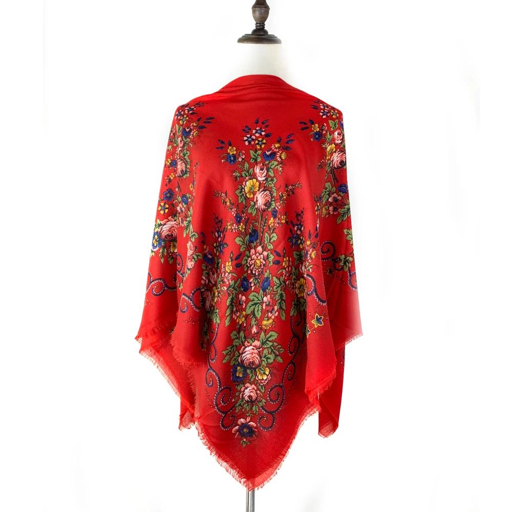 130*130cm Breathable Thin Printed Russian Square Scarf