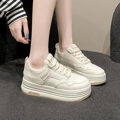 Internet Celebrity Explosion 2025 New Autumn Fashion Platform Campus Style Muffin Shoes Versatile Wear-resistant Board Shoes White Shoes Women