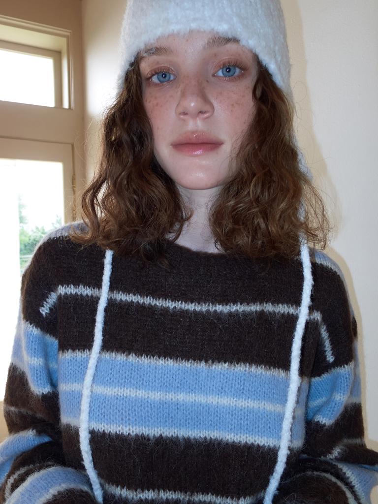 ETMON Brush Stripe Knit Pullover, Brown