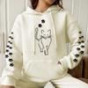 2023 Women's Waffle Knit Hooded Sweatshirt - Loose Fit, Long Sleeve, Letter Print, European Size (Autumn/Winter Collection)