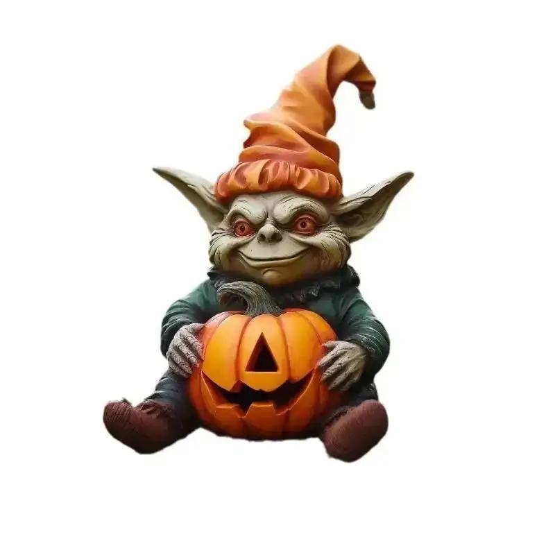 Halloween Pumpkin Garden Decoration Vampires Ornament Cute Ghost Landscape Resin Cartoon Crafts Outdoor Statues Sculptures