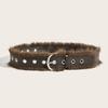 Western Style Leather Fur Belt Metal Buckle Plush Belt Fashion Punk Style Belt  Pants Accessories