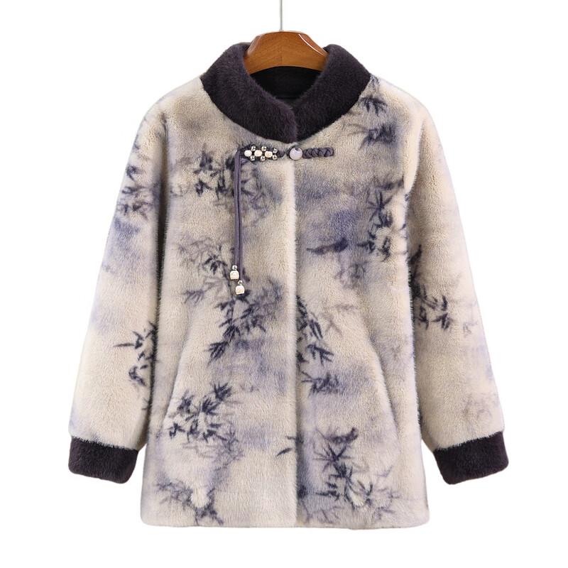 Women's Elegant Chinese Style Faux Fur Winter Coat